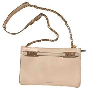 TopShop Pale Blush Pink Faux Leather Clutch Crossbody Shoulder Bag Purse Handbag